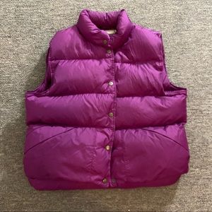 Vintage LL Bean Magenta Puffy Down Vest size Large